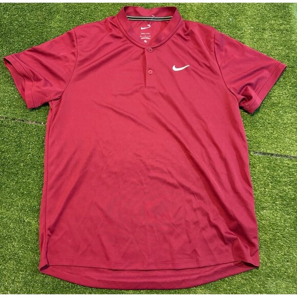 Nike polo mens medium red blade collar lighweight breathable short sleeve RK - Picture 2 of 10